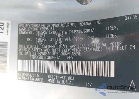 2015 Toyota Sienna Xle Premium 8 Passenger from USA, damaged, VIN 5TDYK3DC3FS609947
